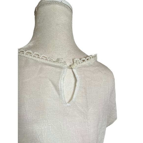Victoria lane by bonnie aldman women lace crochet ivory white blouse cup sleeve - Picture 8 of 11